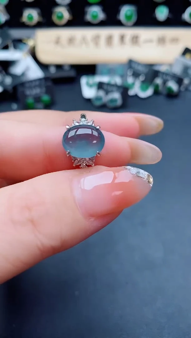 银S925镶嵌戒指翡翠1