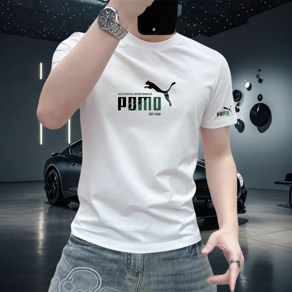 男士夏季新创意印花短袖T恤纯棉时尚潮牌圆领半袖百搭修身T恤上衣