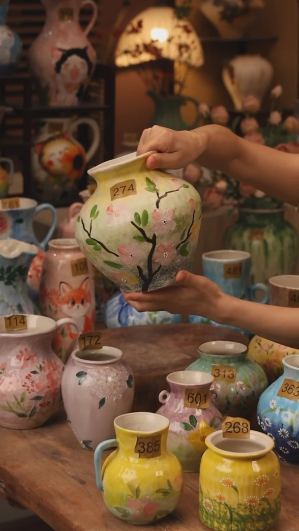 陶瓷274景德镇设计师手作花器摆件侘寂风