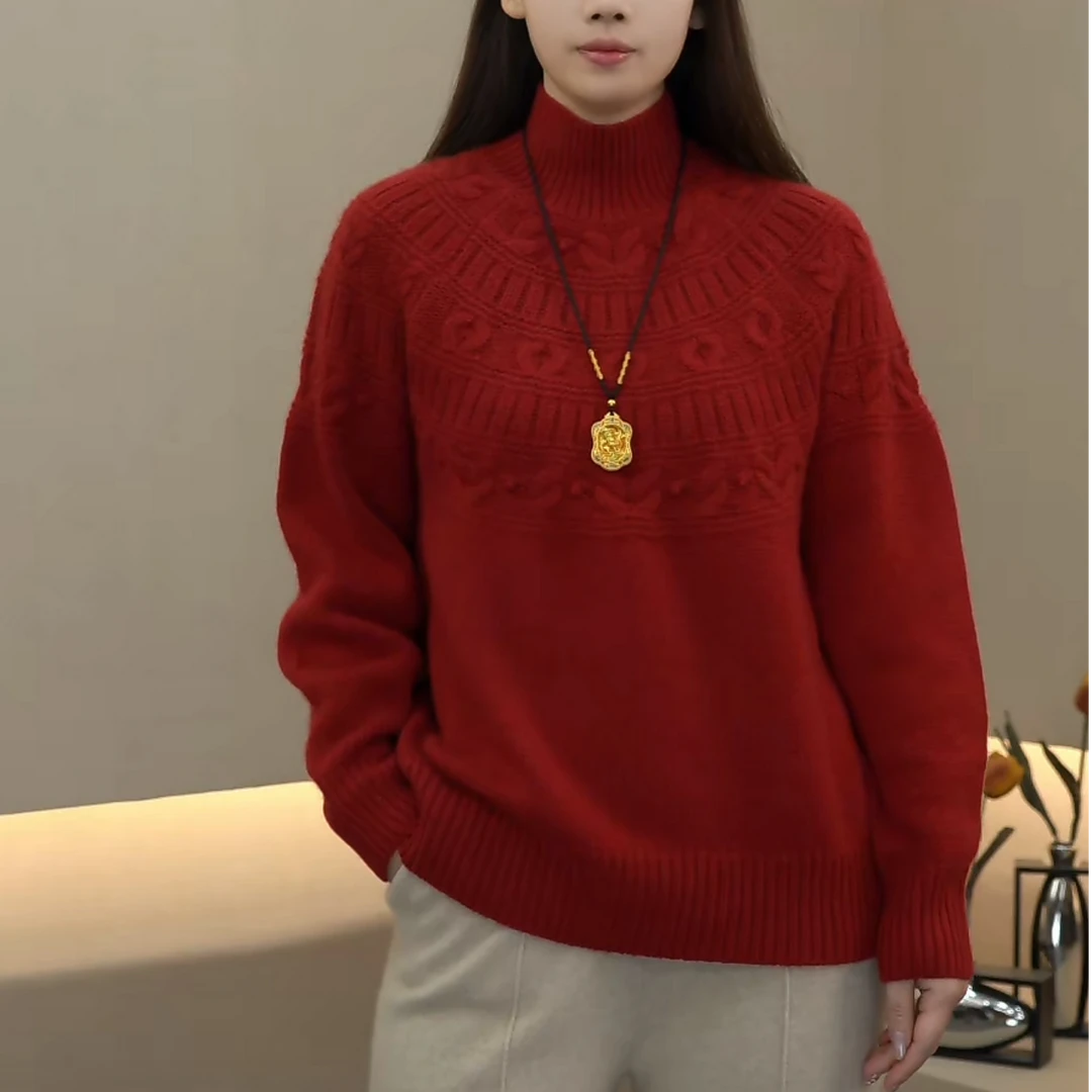 【天鹅颈】一件过冬100%纯山羊绒康A加厚羊绒衫半高领宽松