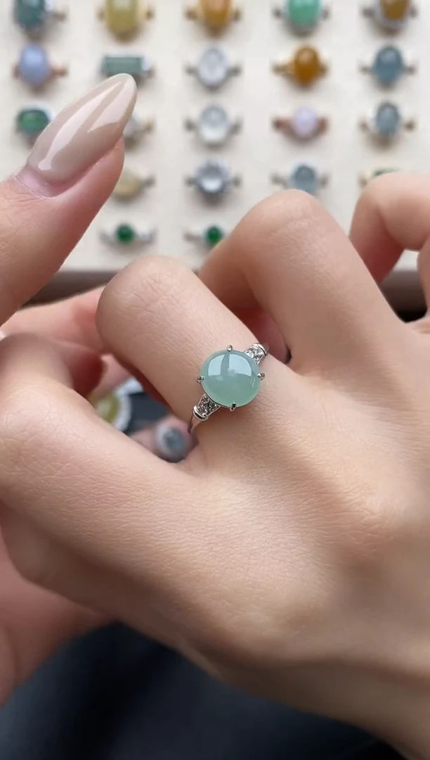 银S925镶嵌戒指翡翠勿**一物一证一礼盒