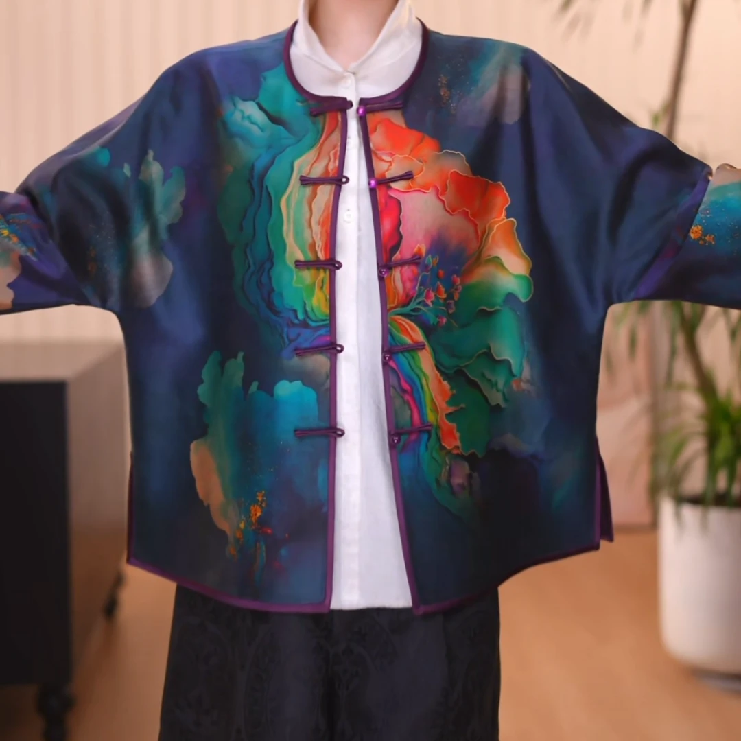 B【云珍】新中式香云纱原创设计艺术气质休闲显瘦时尚百搭复古外套