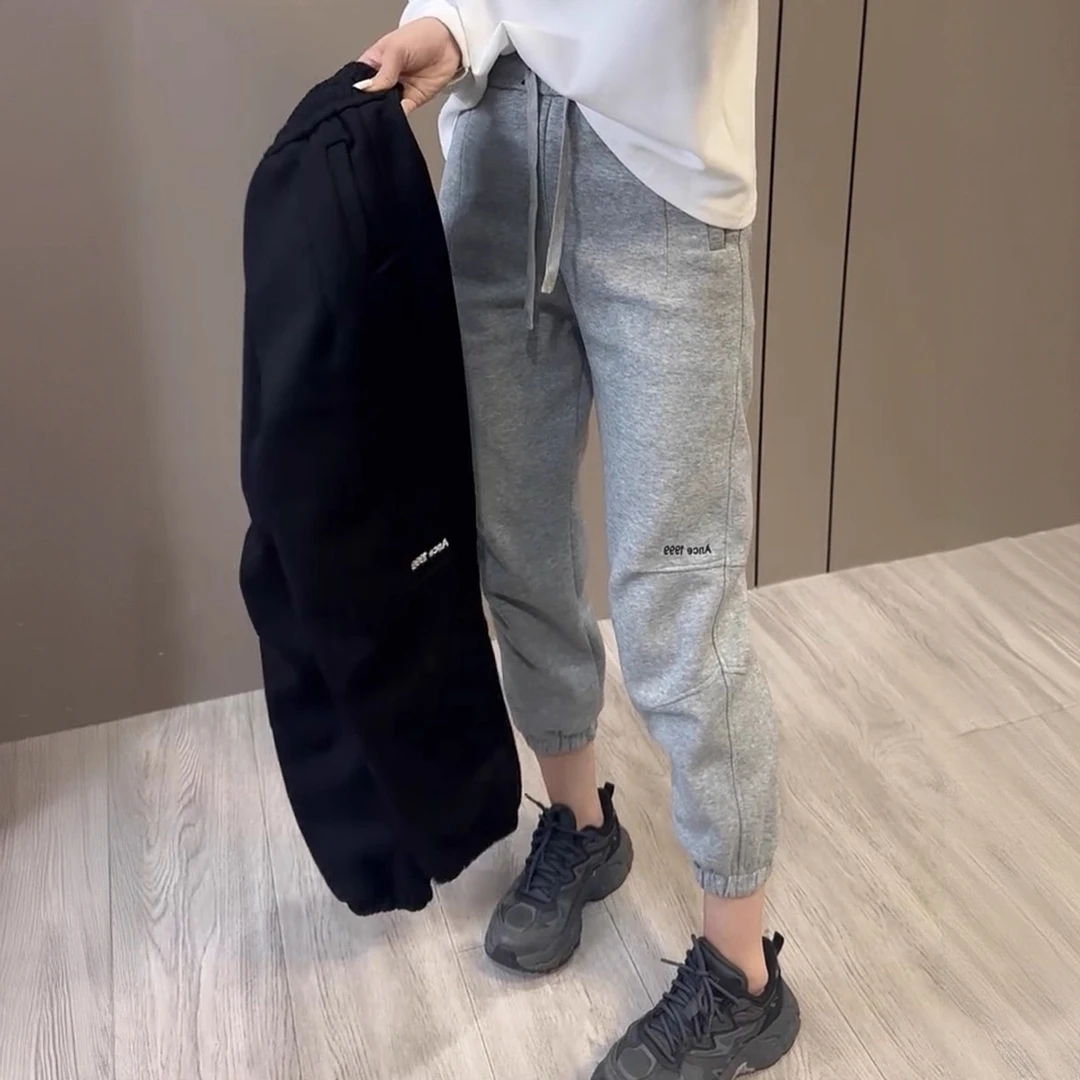 时尚大码女装卫裤女2025年秋冬季新款高腰显瘦休闲百搭直筒束脚裤