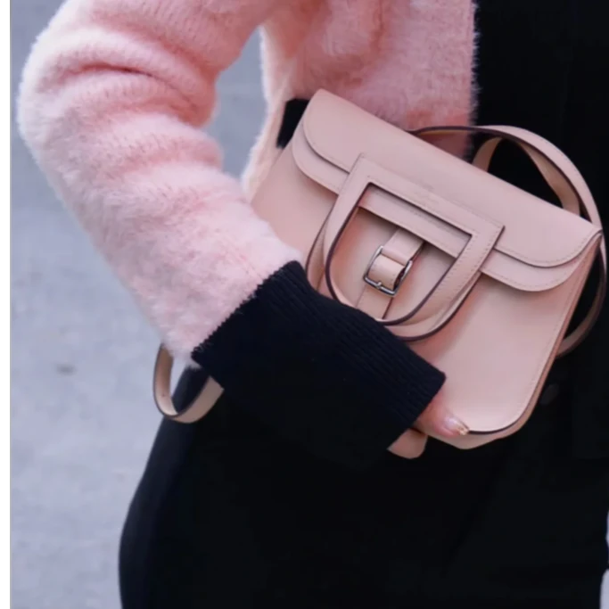 99新 Hermes/爱马仕 小花6花 Halzan MINI 22 蔷薇粉 S皮 T刻包