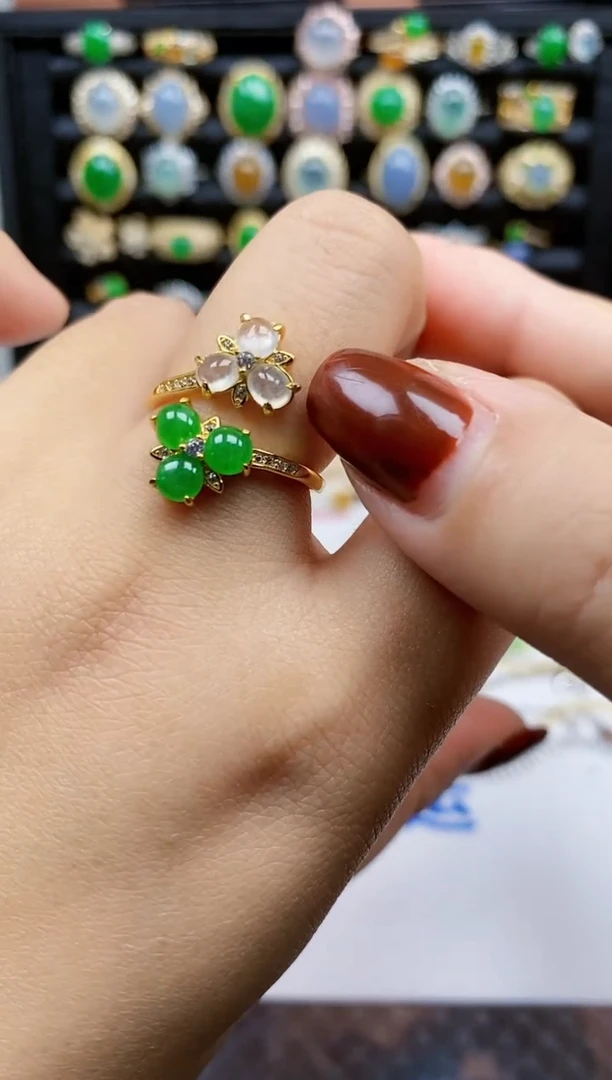 银S925镶嵌戒指翡翠400