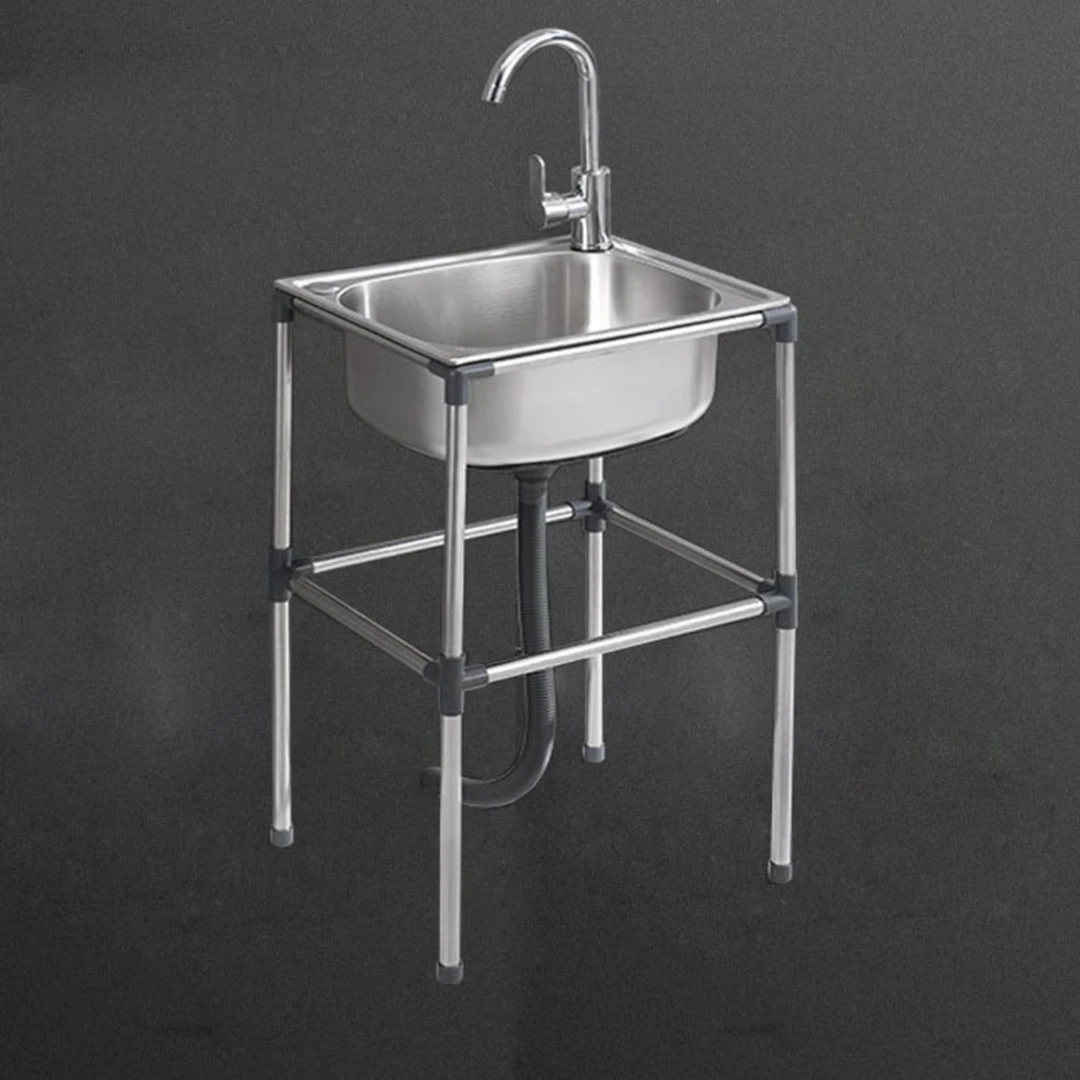 不锈钢洗菜盆单水槽带支架厨房洗涤槽洗碗池水槽大单水槽简易架子