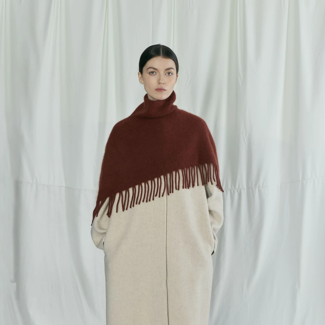 小雨同款【146】围脖披肩简约流苏灰斗篷