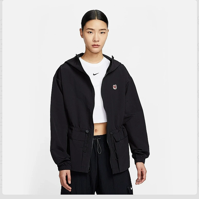 NIKE/耐克外套女情人节爱心刺绣拒水梭织连帽夹克HV8727010