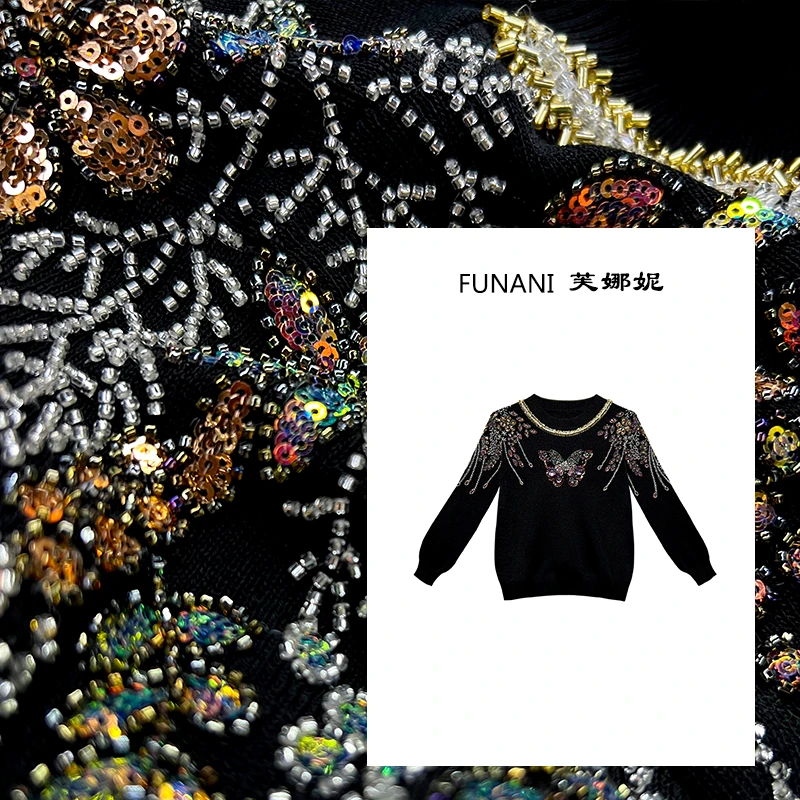 【芙娜妮】秋冬针织衫毛衣女装圆领套头2025洋气刺绣上衣F2531090A