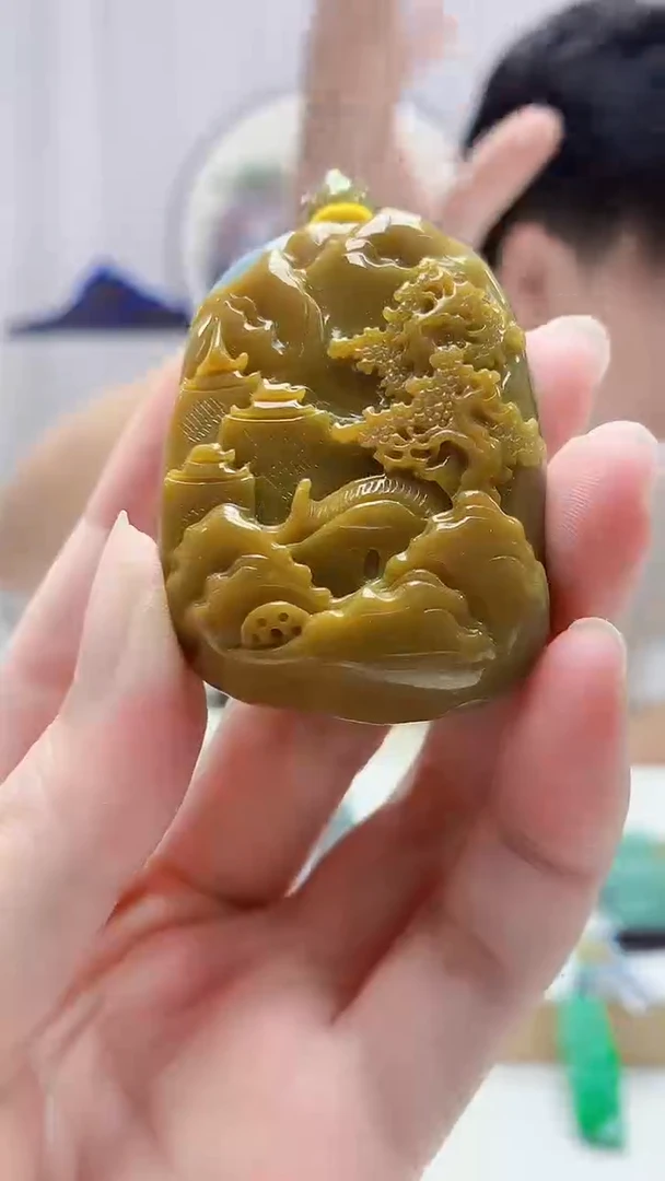 未镶嵌定制翡翠4688zm-毛货挂件山水44