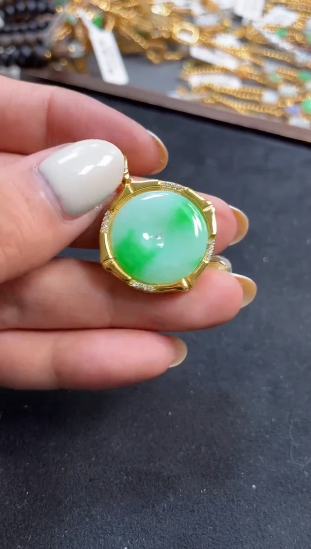 吊坠(不含链)银S925镶嵌翡翠【挽石珠宝】平安扣