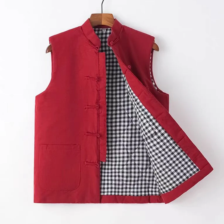 木蘭摇非遗土布复古盘扣唐装秋冬保暖老粗布棉马甲