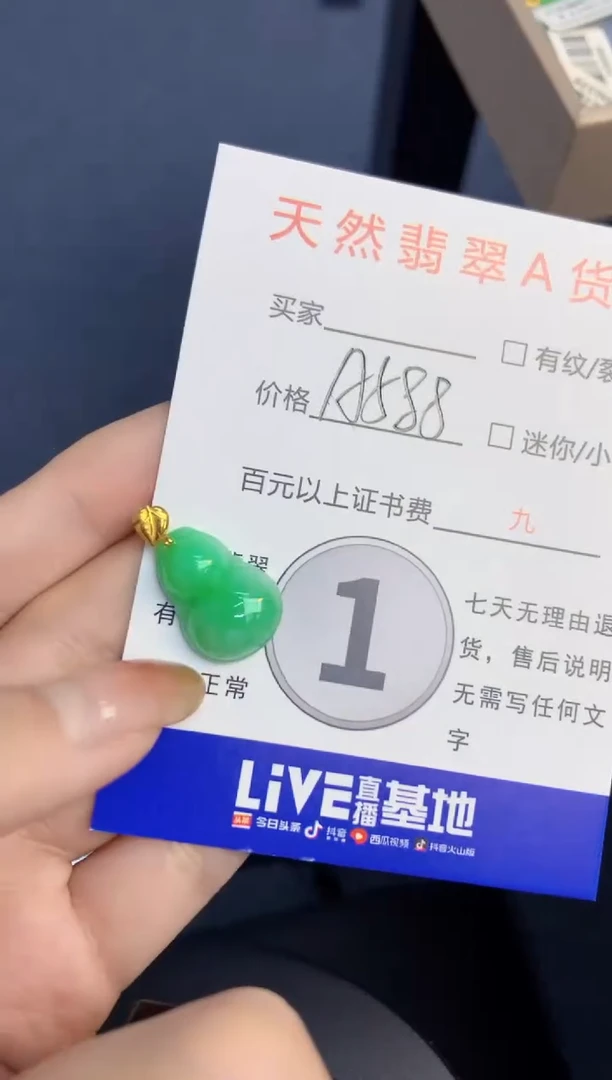 颈饰18K金镶嵌翡翠天然缅甸A货翡翠