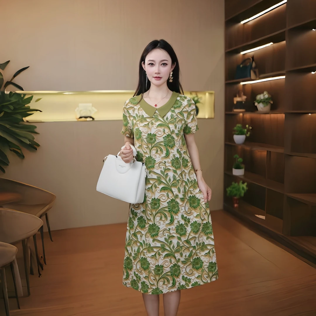 10325-夏季新款洋气连衣裙时尚减龄宽松大码遮肉显瘦女裙子【G仓】