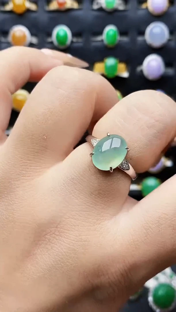 银S925镶嵌戒指翡翠5019