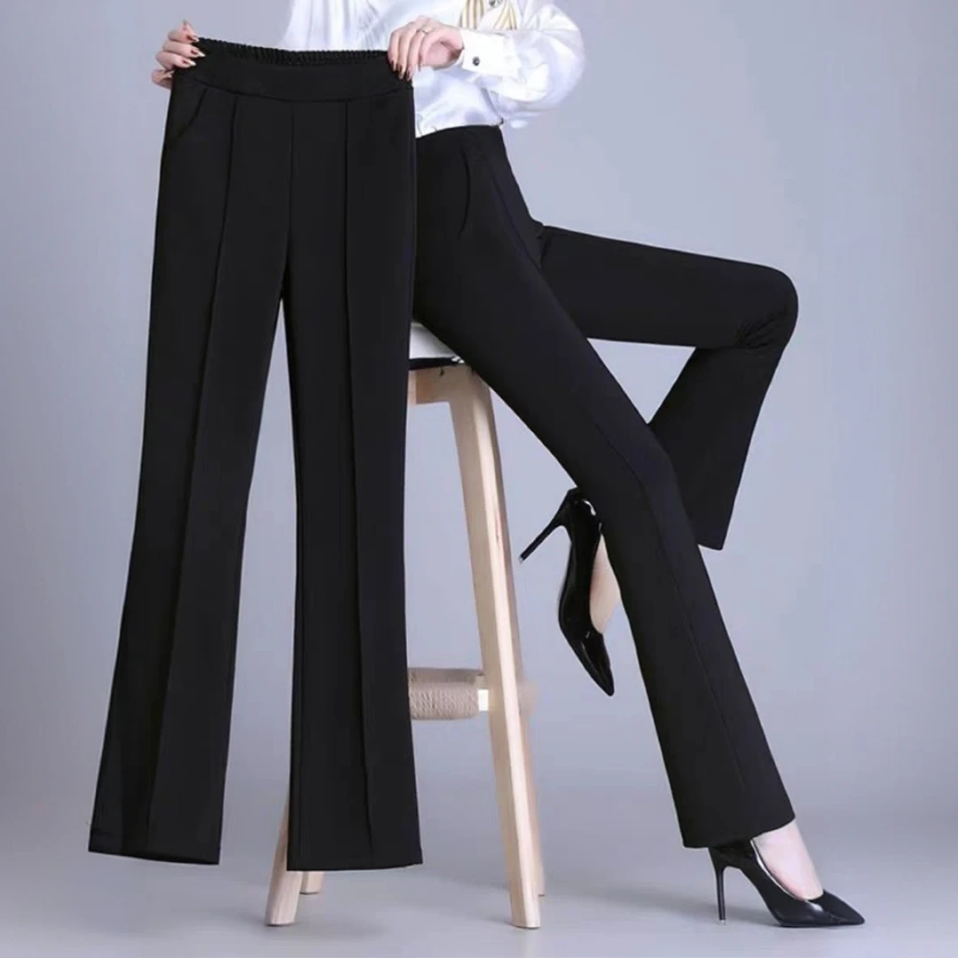 【靓衣园】时尚高腰洋气显瘦加爬条微喇裤（5862）