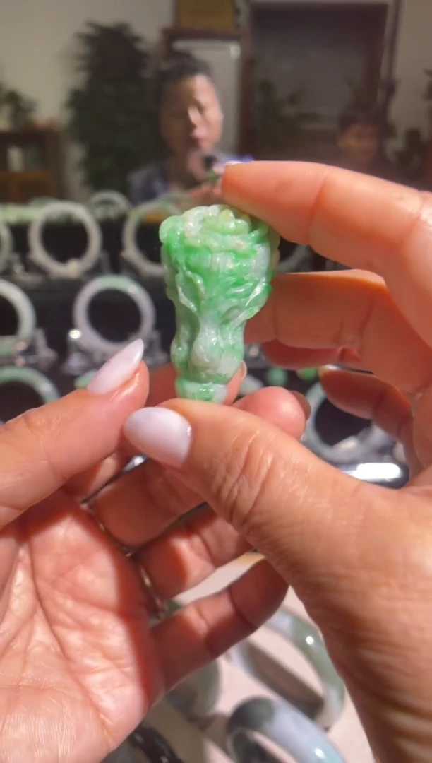 颈饰未镶嵌翡翠白菜（摆财）