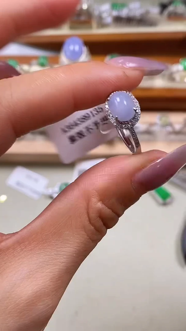 翡翠戒指银S925镶嵌6272