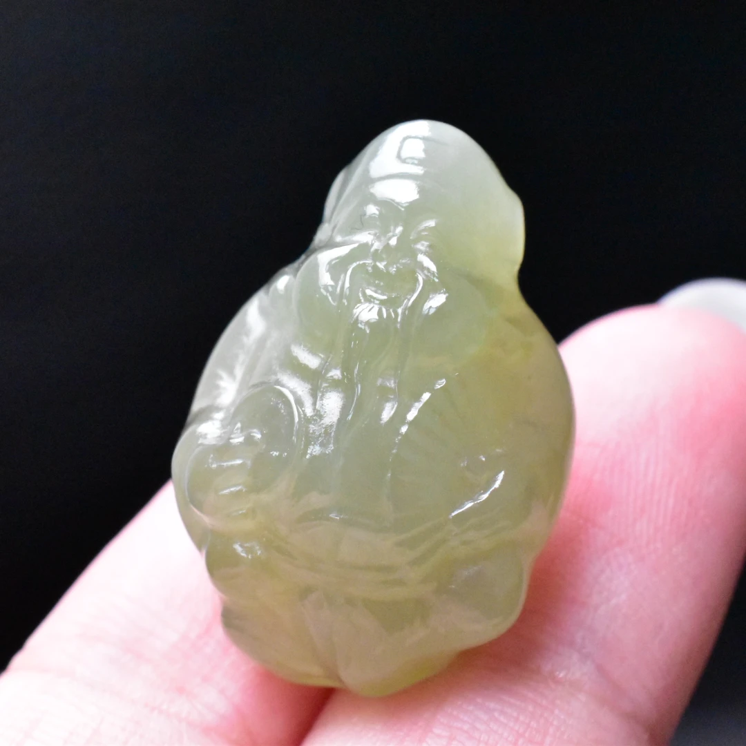 【一九珠宝】卡24mm*16mm和田玉晴水财神爷  YJ9923