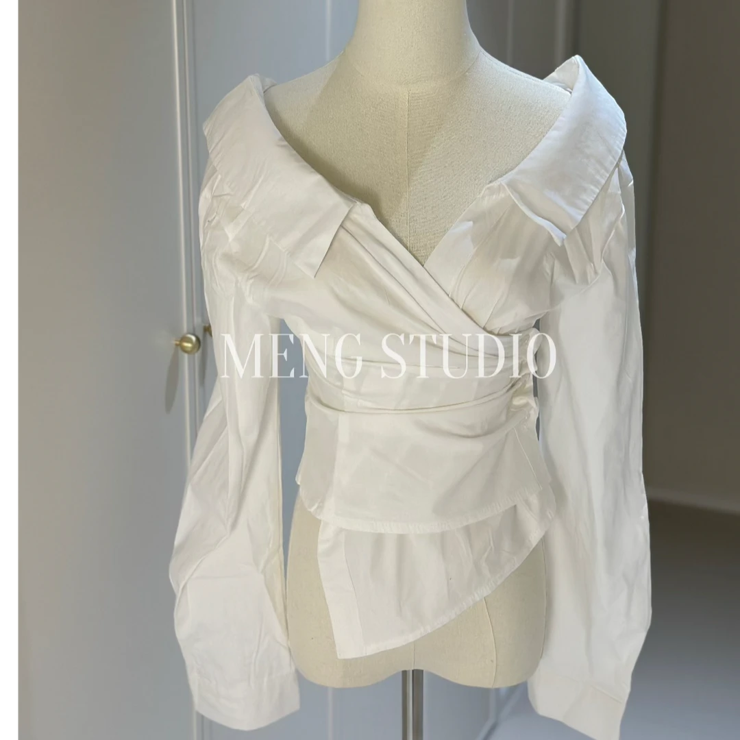 MM白月光 简约掐腰不规则衬衫