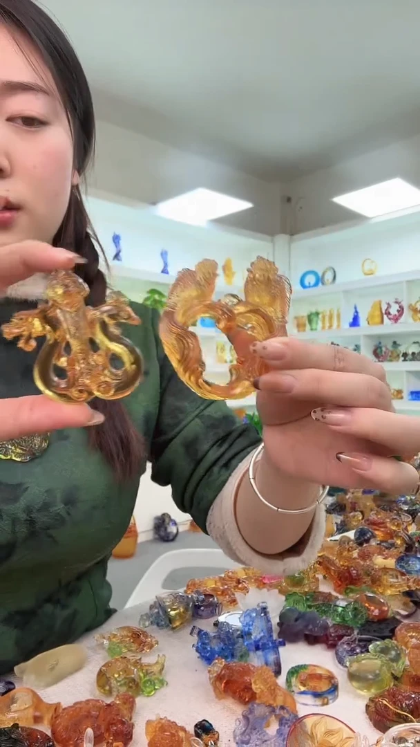 手工艺品琉璃龙凤+双鱼