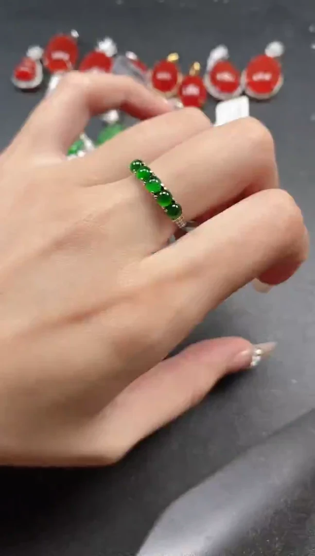 银S925镶嵌戒指翡翠51511-20