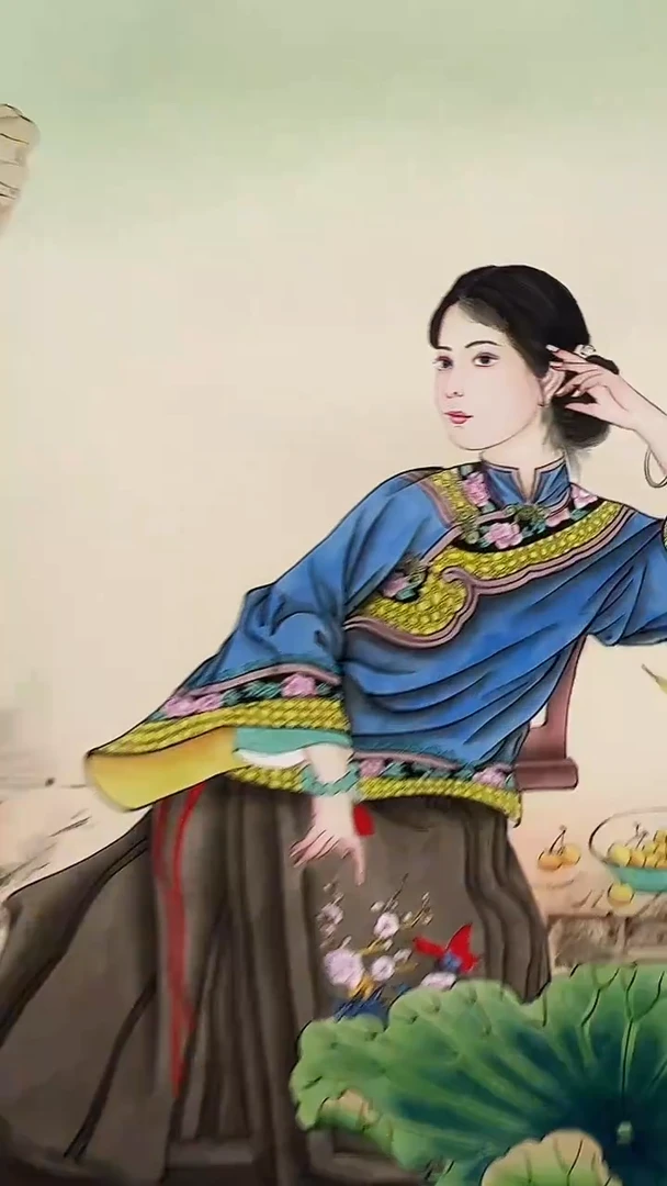 国画梅清-4平尺-人物-带虞美人证书