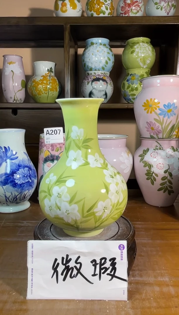 瓶瓶景德镇手绘 花瓶 口5高度18微瑕