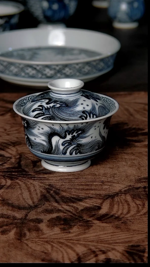 其他瓷海浪马蹄盖碗