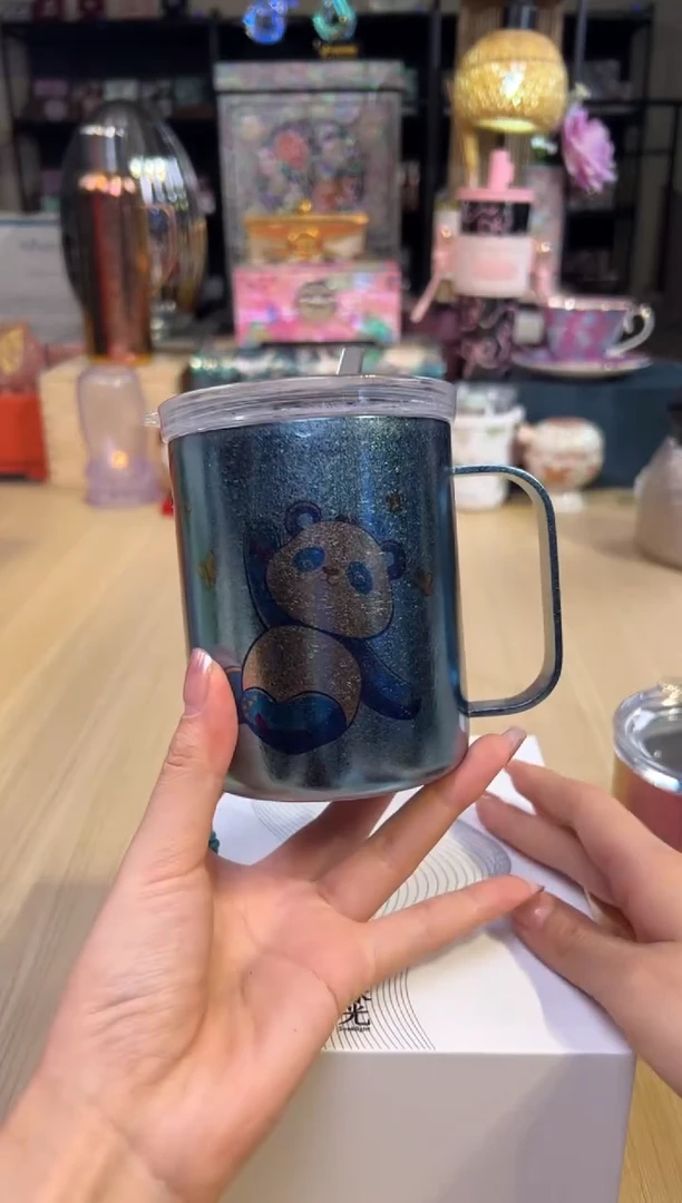 94採光熊猫盖杯（蓝色）