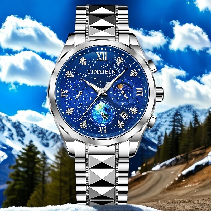 全新未使用 星空艺术家系列 时尚多功能男士腕表YH