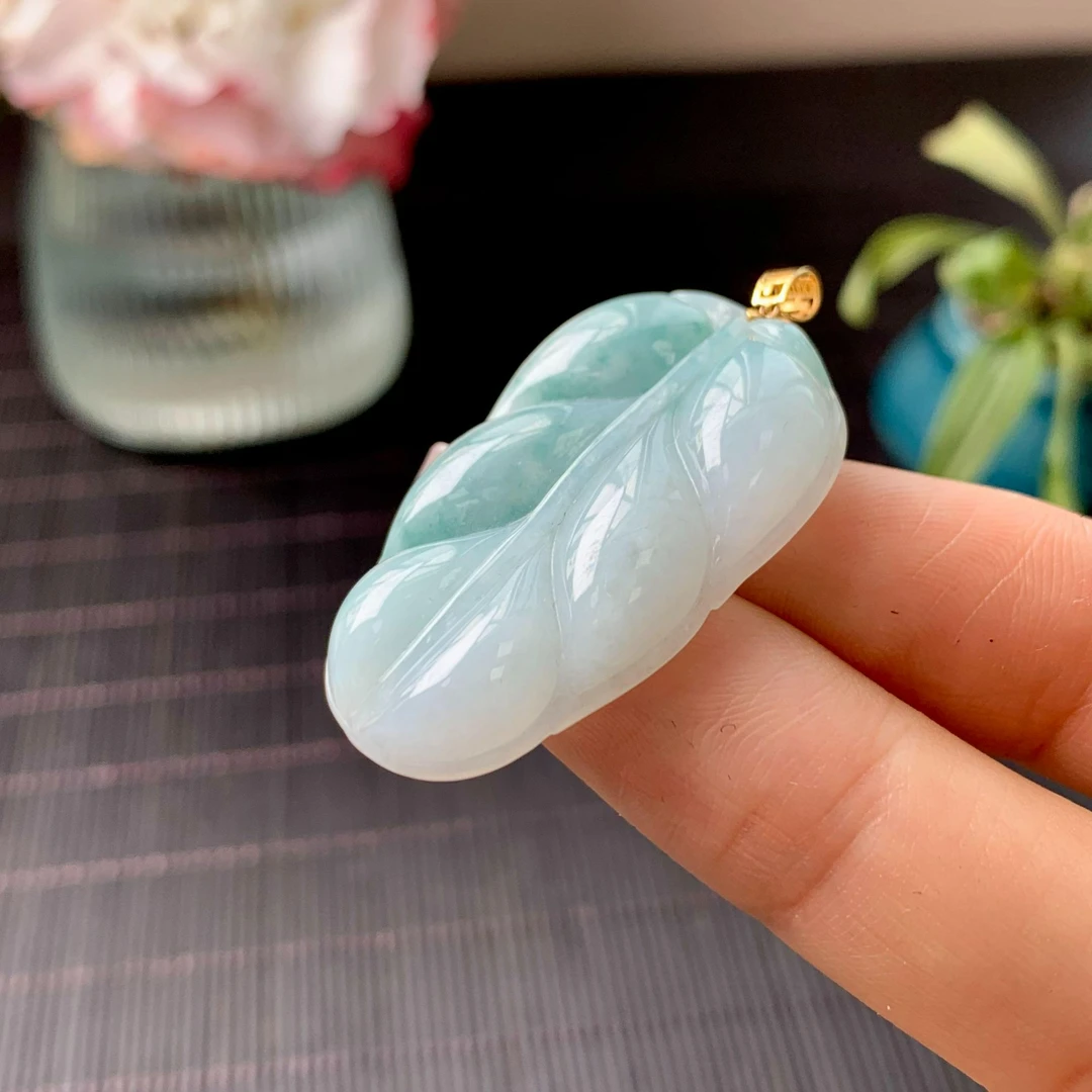 天然缅甸翡翠A货飘花叶子吊坠挂件 多样性发货/发其一