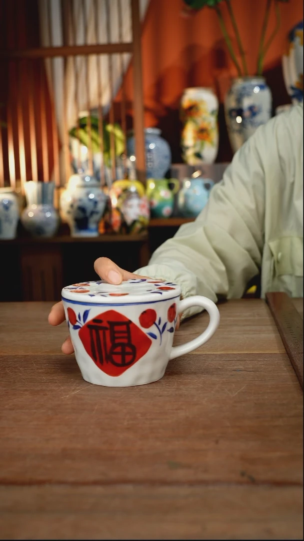 瓷片【简家甄选】景德镇设计师釉下手绘陶瓷餐具