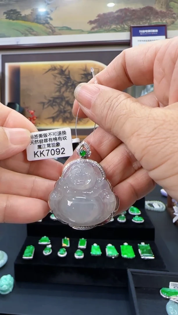 颈饰18K金镶嵌翡翠KK7092佛公