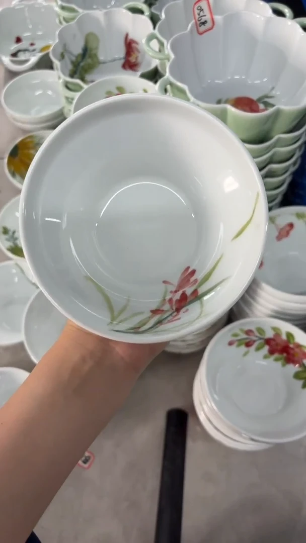 瓷片景德镇高温陶瓷食品级手绘釉中彩-葫芦碗