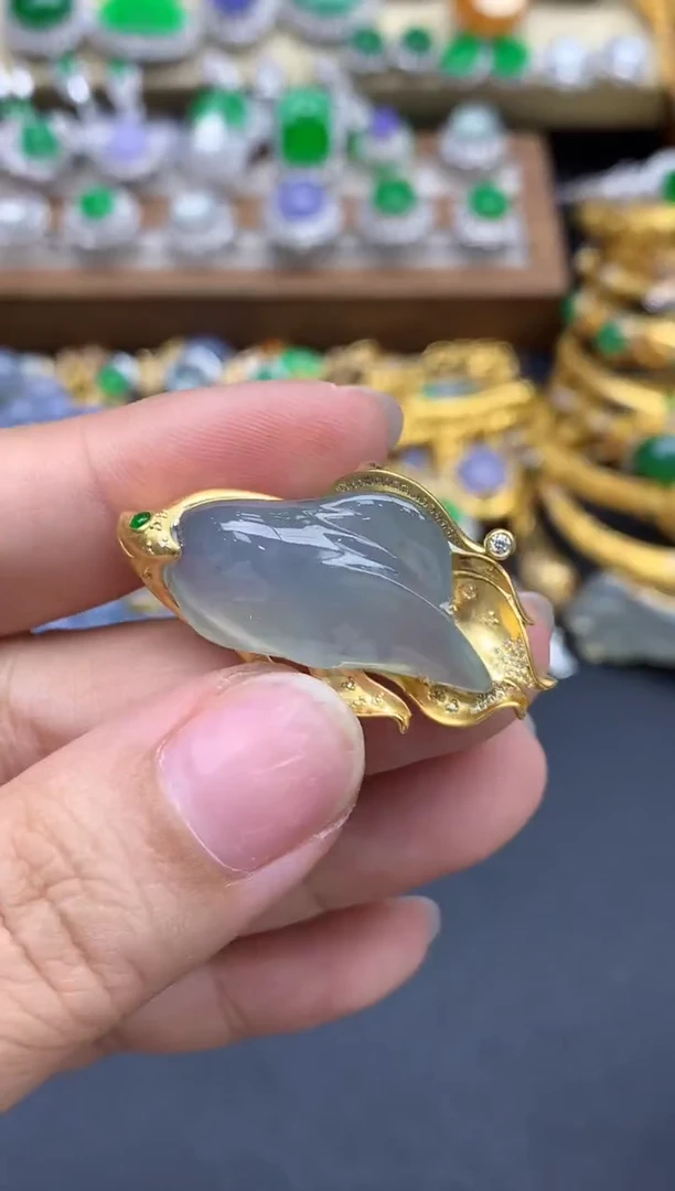 翡翠18K金镶嵌颈饰484-春日珠宝