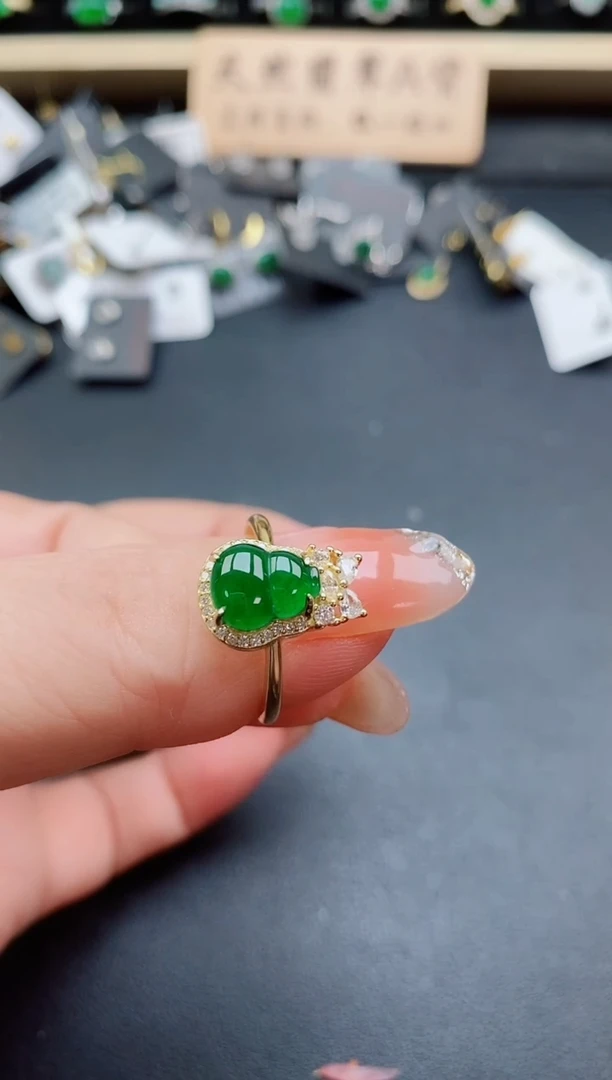 银S925镶嵌戒指翡翠1