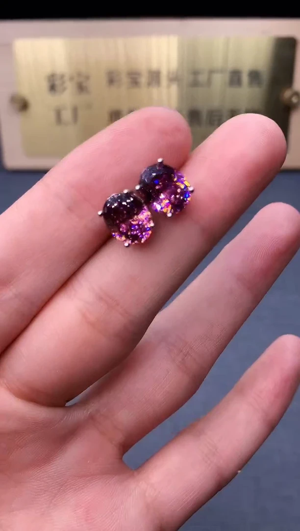 银S925镶嵌耳钉碧玺2222