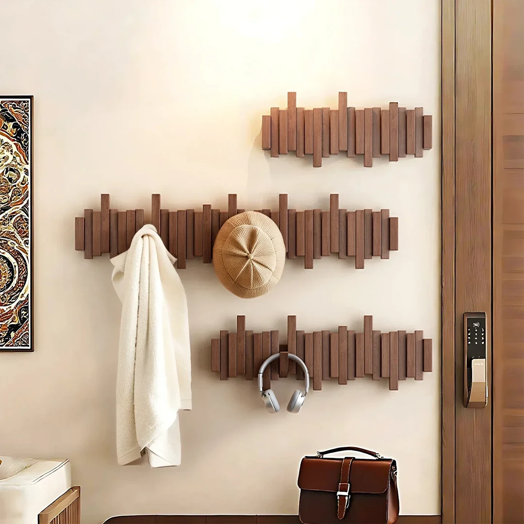 实木钢琴键挂衣架墙上壁挂入户门置物架玄关挂衣钩进门包架衣帽架