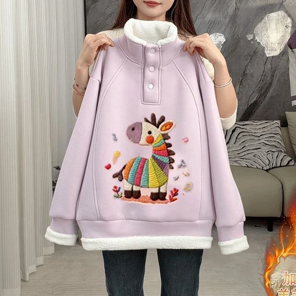 童装女童卫衣2025新款特厚羊羔绒冬季洋气时尚休闲保暖棉服上衣超