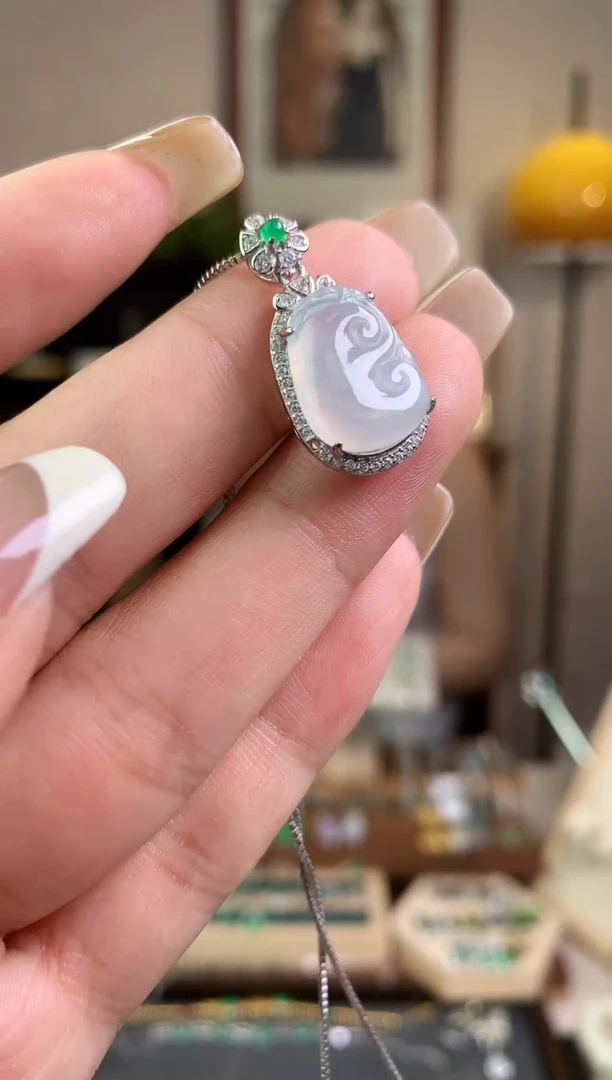 翡翠银S925镶嵌吊坠(不含链)【挽石珠宝】如意