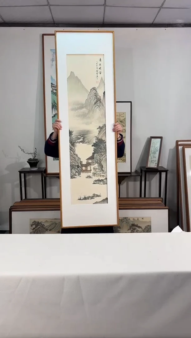 国画手绘*清溪雅舍*52*172cm