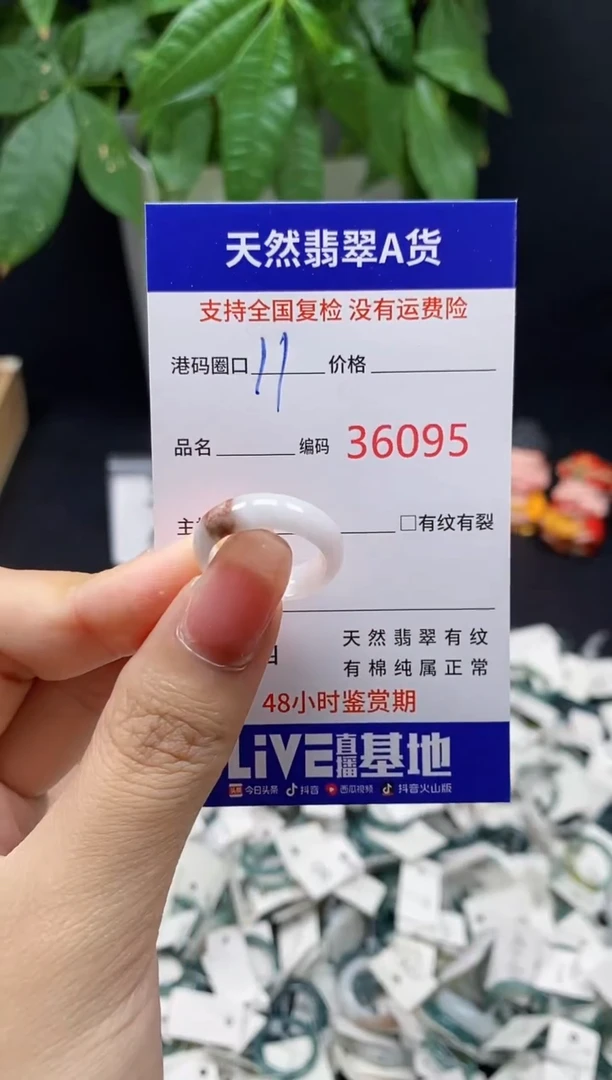 翡翠戒指未镶嵌 天然翡翠戒圈6095