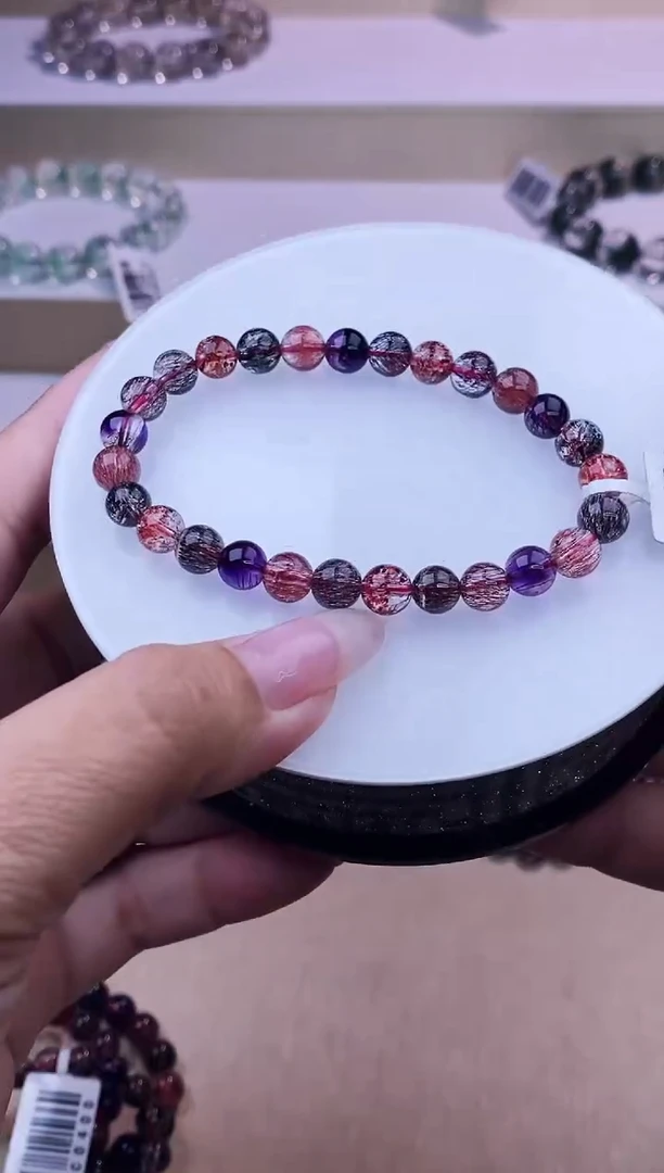 未镶嵌手链水晶黑加仑超七6m+