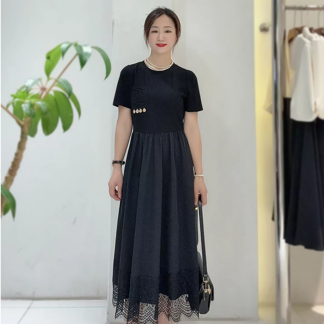 欧货爆款2025夏季新款时尚休闲洋气连衣裙女中长裙韩系显瘦遮肉