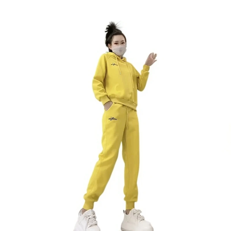 2025春季新款刺绣连帽卫衣运动套装女洋气百搭显瘦休闲时尚两件套