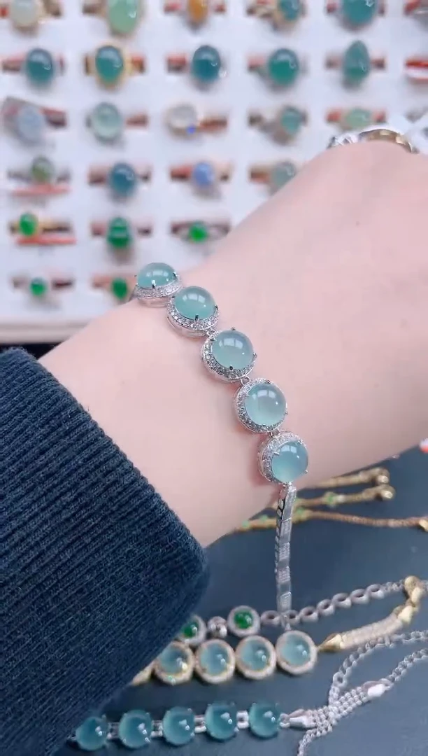 银S925镶嵌手链翡翠天然翡翠
