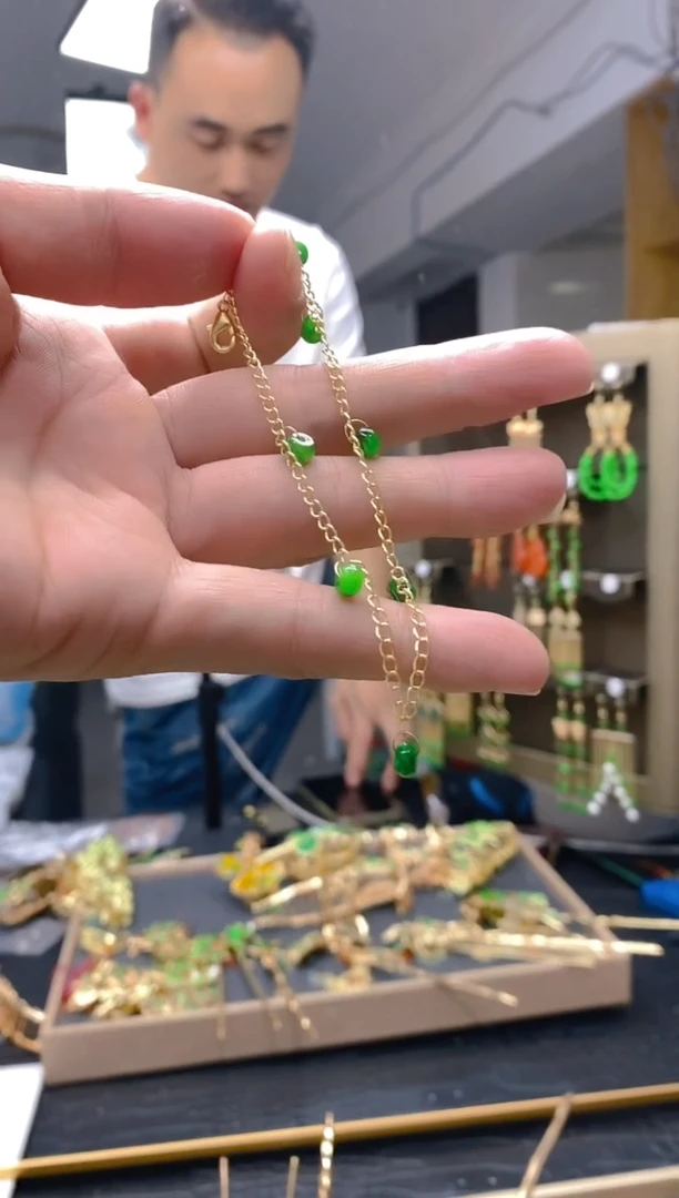 【闪购商品】翡翠耳饰合金235翡翠脚链