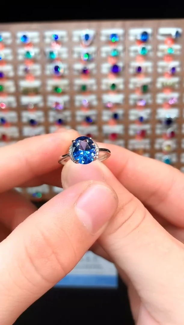 戒指蓝宝石银S925镶嵌.......