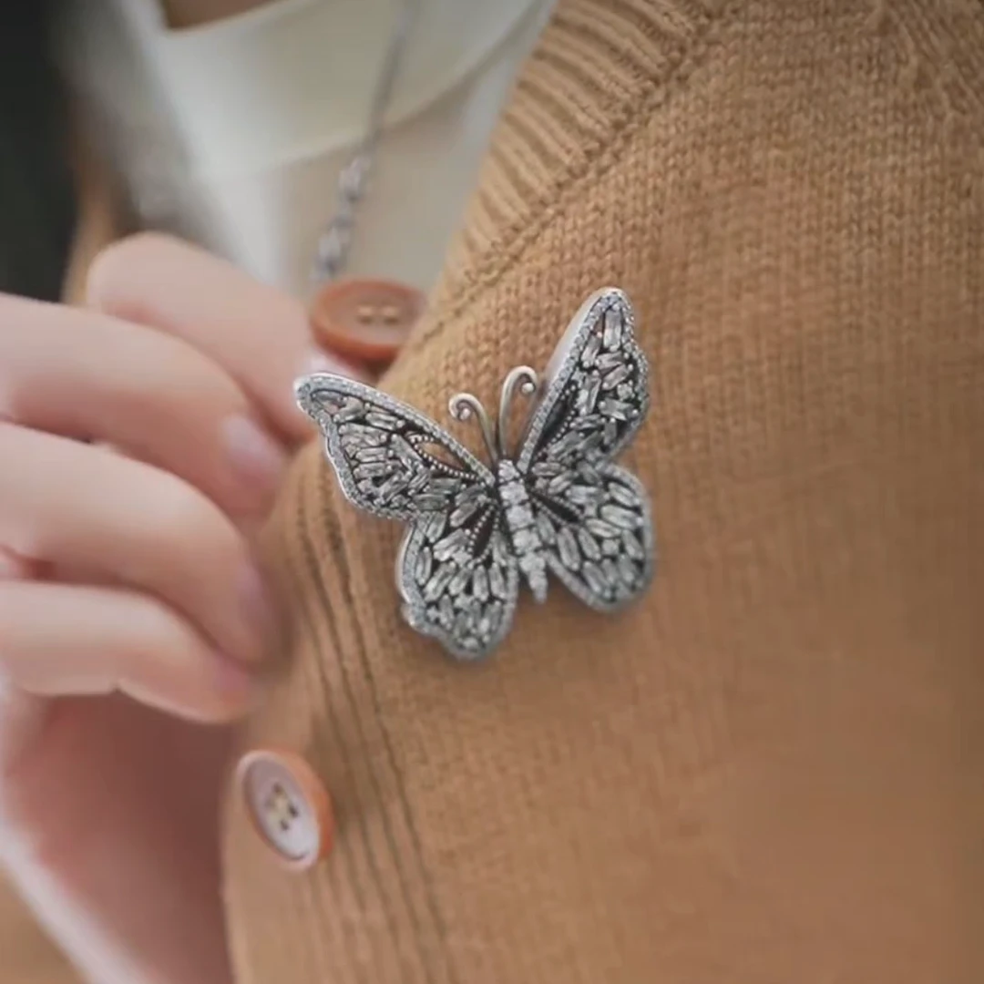 铜合金胸针 季阿玛施新颖2025新款高端精致气质锆石蝴蝶胸针配饰